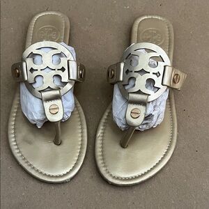 Tory Burch Metallic Gold Miller Thong Sandals